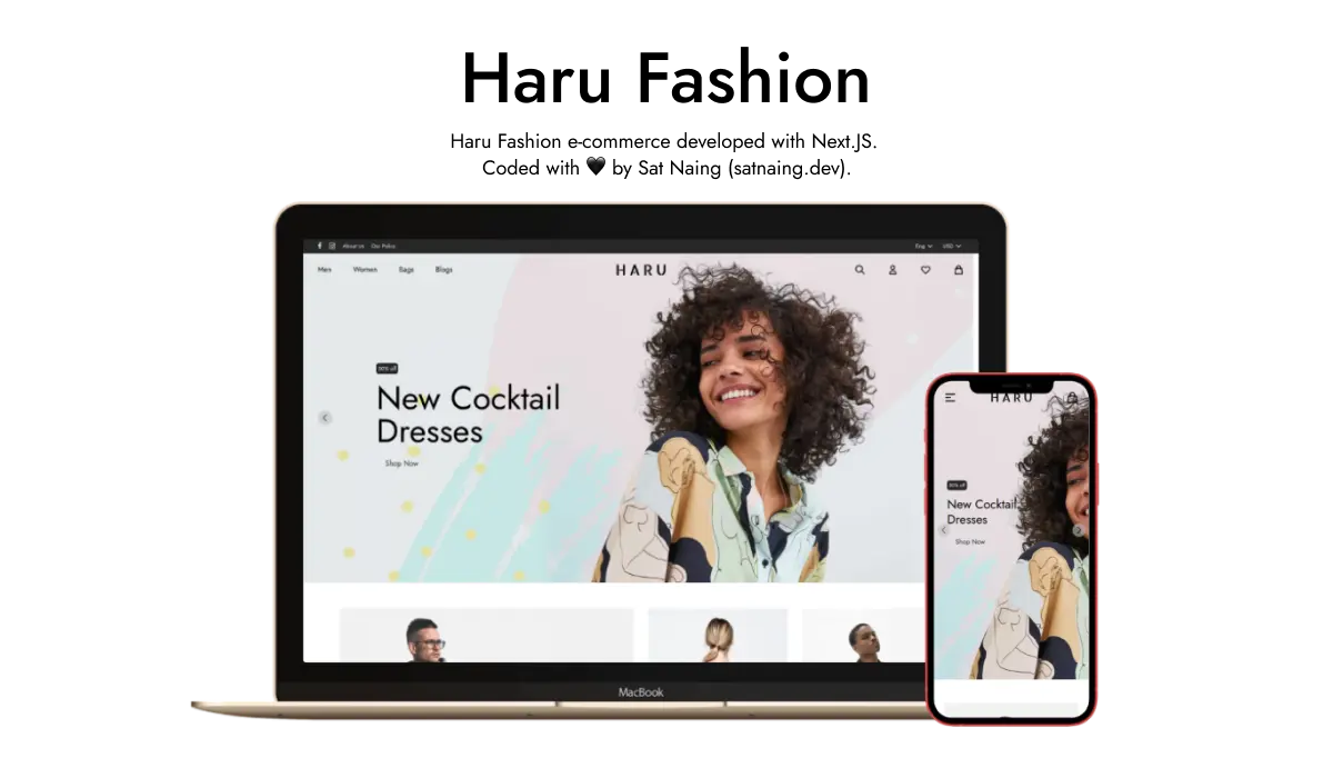 Haru Fashion website on a laptop and a mobile device